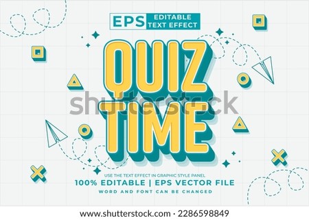 Editable text effect - Quiz Time 3d Cartoon template style premium vector