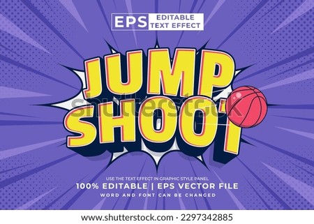 Editable text effect jump shoot comic 3d cartoon style premium vector