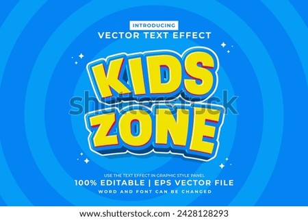 Editable text effect Kids Zone 3d cartoon template style premium vector