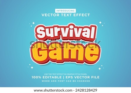 Editable text effect Survival Game 3d cartoon template style premium vector