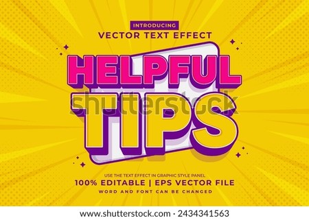 Editable text effect Helpful Tips 3d Cartoon template style premium vector