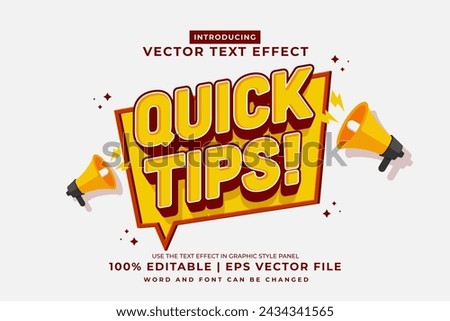 Editable text effect Quick Tips 3d Cartoon template style premium vector