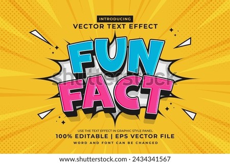 Editable text effect Fun Fact 3d Cartoon template style premium vector