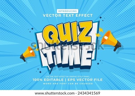 Editable text effect Quiz Time 3d Cartoon template style premium vector