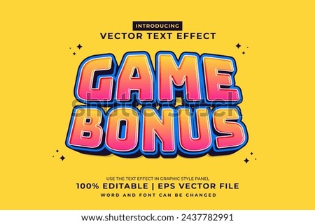 Editable text effect Game Bonus 3d cartoon template style premium vector