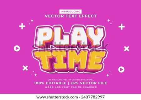 Editable text effect Play Time 3d cartoon template style premium vector