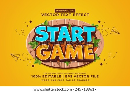 Editable text effect Start Game 3d Cartoon Cute template style premium vector