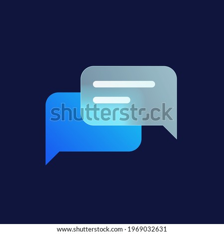 vector modern trend icon in the style of glassmorphism with gradient, blur and transparency. Two speech bubbles are superimposed on each other