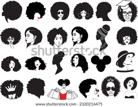 African Women Vector, Afro Queen, Afro Woman Vector Bundle, African American EPS, Afro Lady Vector, African Girl Cut File Set 