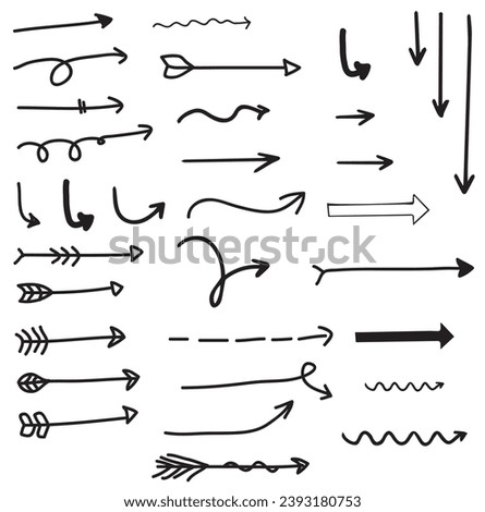 free style hand drawn black and white doodle arrow vector illustration