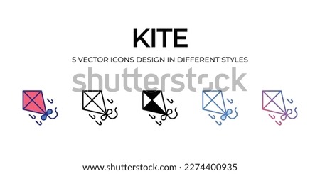 kite Icon Design in Five style with Editable Stroke. Line, Solid, Flat Line, Duo Tone Color, and Color Gradient Line. Suitable for Web Page, Mobile App, UI, UX and GUI design.