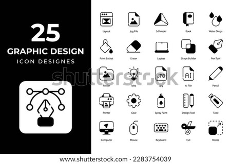 Graphic Design icons collection. Set contains such Icons web design, design tools, design development, graphics tool, as and more