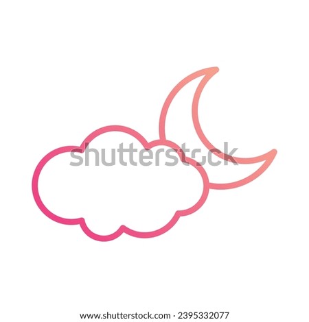 Partly Cloudy Night icon isolate white background vector stock illustration