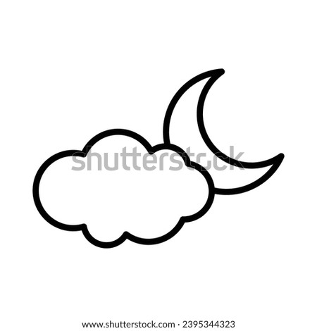 Partly Cloudy Night icon isolate white background vector stock illustration