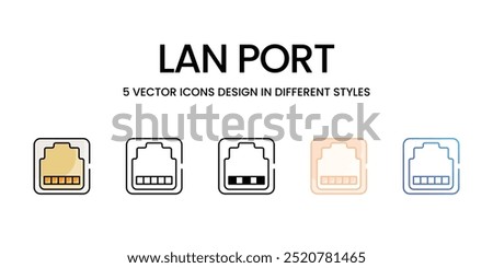 LAN Port icons set ready to use vector icon stock illustration