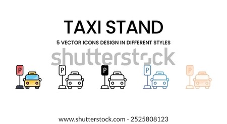 Taxi Stand vector icons set stock illustration