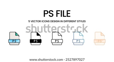 Ps File vector icons set stock illustration