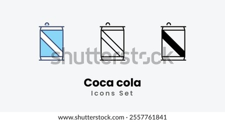 Coca cola Icons thin line and glyph vector icon stock illustration