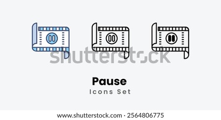 Pause Icons thin line and glyph vector icon stock illustration