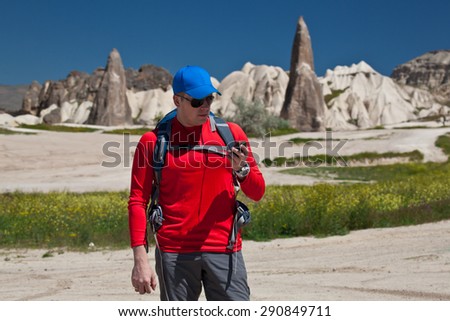 Man on hiking path in Cappadocia - Turkey