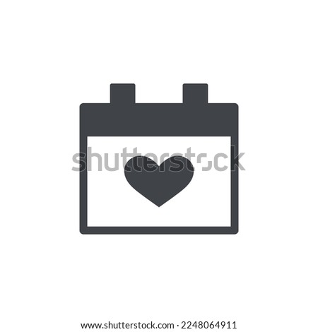 Calendar with heart icon. Simple love element illustration in solid style. Vector symbol design from St. Valentine's Day collection.