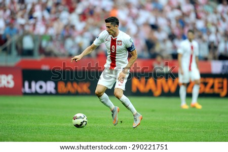 WARSAW, POLAND - JUNE 17, 2015: EURO 2016 EURO France Football Cup Qualifiers Scotland vs Georgia\
o/p Robert Lewandowski
