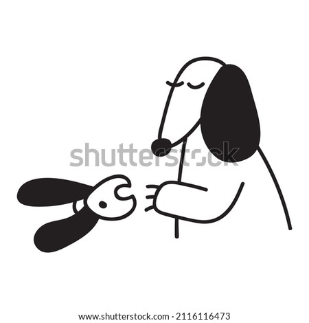 Outline icon. Dog Grooming. Nail cutting. Vector illustration on white background.