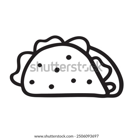 Taco. Outline isolated icon. Hand drawn illustration on white background.