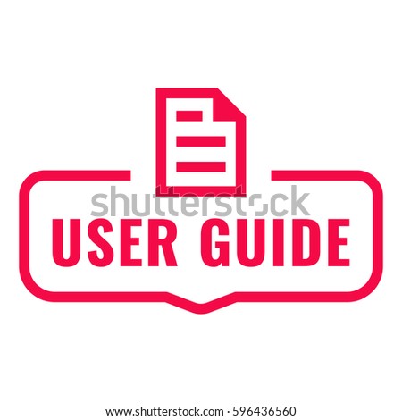 User guide. Badge with document icon. Flat vector illustration on white background.