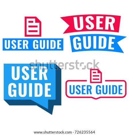User guide. Badge, icon, logo set. Vector illustrations on white background. 