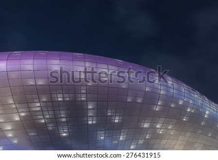 SEOUL, SOUTH KOREA -May 3 : Modern architecture at the Dongdaemun Design Plaza at Night on May 3, 2015 in Seoul, South Korea