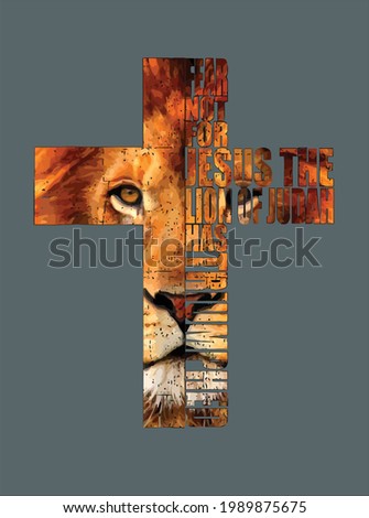 Christian Religious T Jesus The Lion Of Judah Cross design vector illustration for use in design and print poster canvas