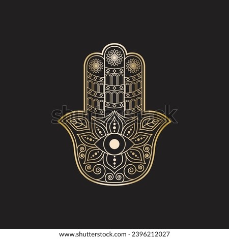 Hamsa Hand, Hand of Fatima Logo Vector Illustration 