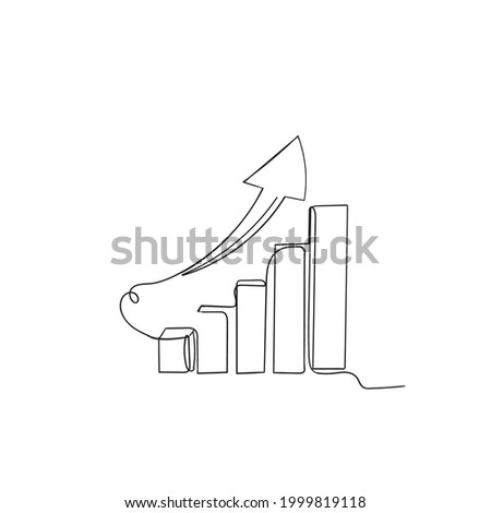 continuous line drawing graph up illustration vector isolated