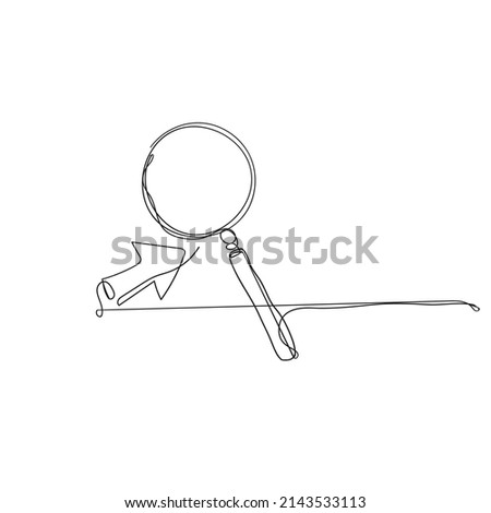continuous line drawing magnifying glass and arrow cursor icon symbol for search illustration in contour line Zdjęcia stock © 