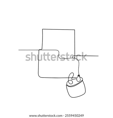 continuous line drawing folder locked with padlock illustration