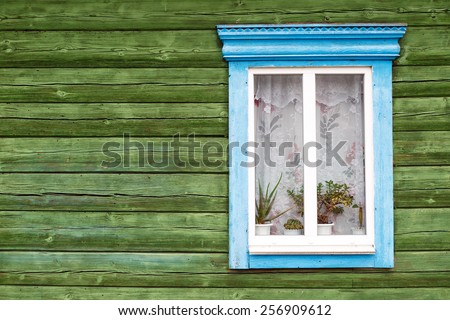 window in a wooden house, farmhouse