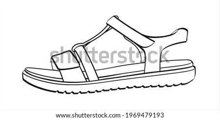 Sandal vector sketch icon isolated on background. Hand drawn Sandal icon.