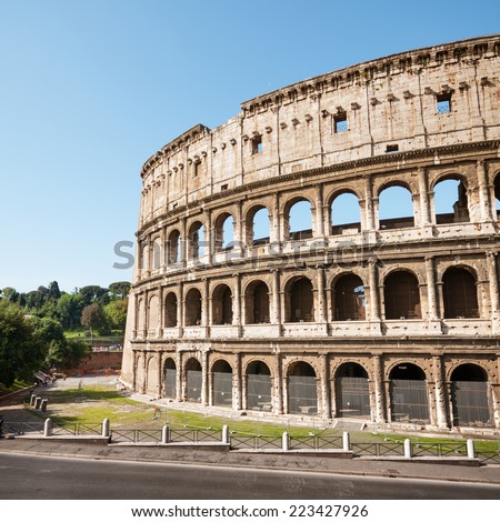 Colosseum, Rome - Italy. The Colosseum is an iconic symbol of Imperial Rome. It is one of Rome\'s most popular tourist attractions in Rome.
