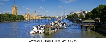 City of Westminster is one of the most visited place in UK.  This view includes: Big Ben, Houses of Parliament, and London Eye.