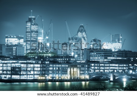 Skyline of City of London. City of London one of the leading centres of global finance.this view includes :Tower 42 Gherkin,Willis Building, and Stock Exchange Tower.