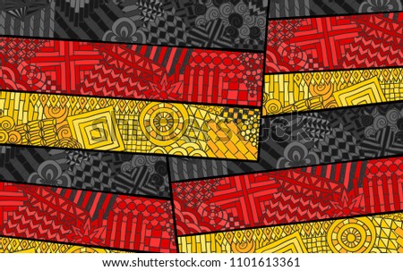 Germany flag. Deutschland national symbol. German country sign. Berlin. Deutsch souvenir design. Zentangle ornament. Abstract flag for print design.