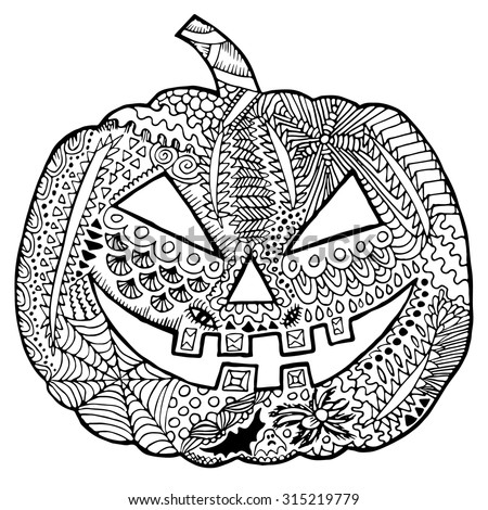 Zentangle Pumpkin. Halloween Zentangle Illustration. Autumn Vector ...