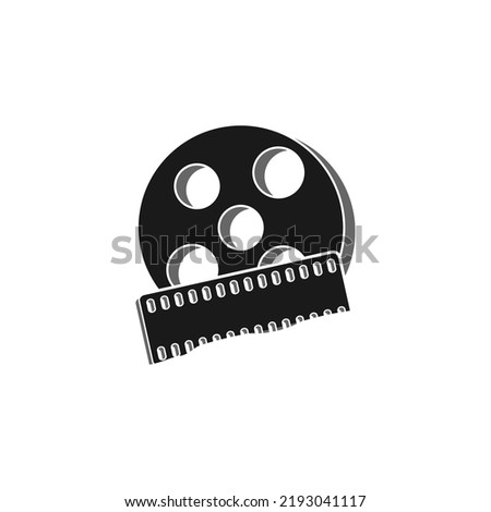 Studio Movie Video Cinema Cinematography Film Production concept film roll as a bubble chat logo design vector icon illustration Isolated White Background