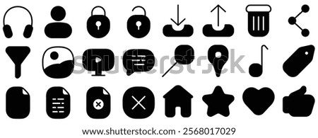 Rounded Ui Icons, Vector icon pack, resizable icons, Fill, Lines, Location, Heart, Search, User, Home, User interface Icons