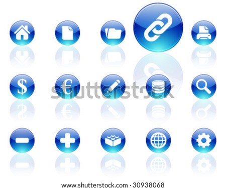 white on blue aqua icons | set 1