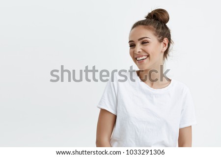 Similar – Image, Stock Photo portrait of laughing woman