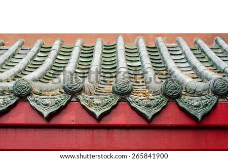 Chinese architecture roof tile/green/isolated