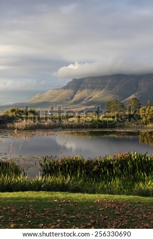 Beautiful landscape view of Cape Town with foggy mountains