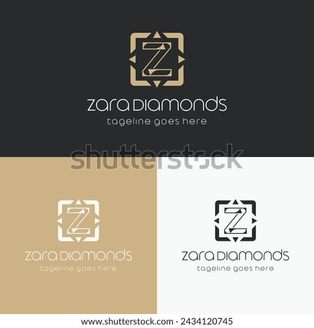 Zara Gold Diamonds Jewelry luxury logo Design